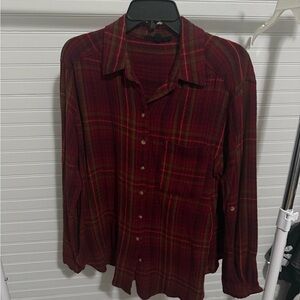Jane and Delancey Red Plaid Button Down Shirt